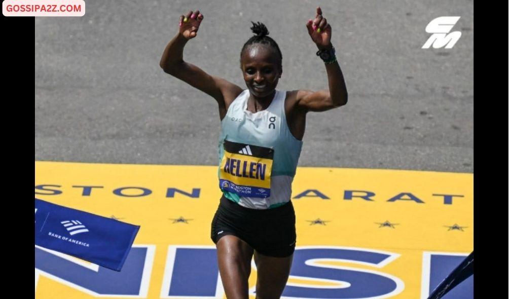 Hellen Obiri of Kenya takes first place in the women’s professional field during the 128th Boston Marathon in Boston, Massachusetts, on April 15, 2024. The marathon includes around 30,000 athletes from 129 countries running the 26.2 miles from Hopkinton to Boston, Massachusetts. The event is the world's oldest annually run marathon. (Photo by Joseph Prezioso / AFP)