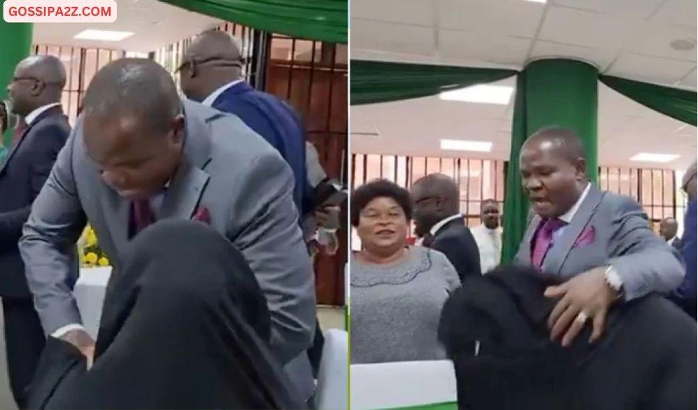 Kennedy Ng'ondi, a high-ranking Nairobi County Assembly official forcing his Muslim female colleague to shake his hand and hug him.