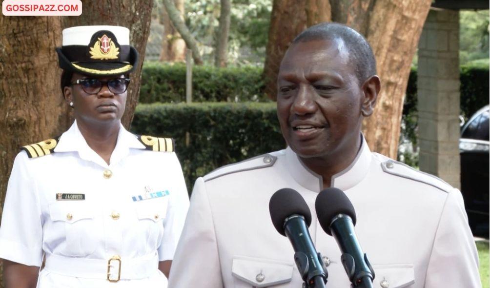 President William Ruto with his new deputy aide-de-camp, Lieutenant Colonel Joan Osweto.