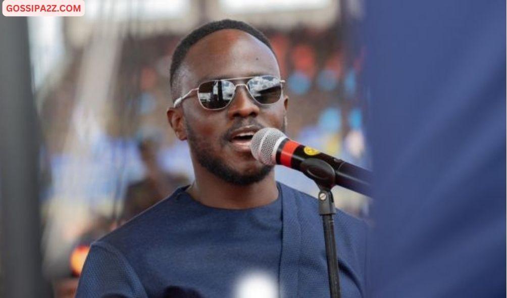 A picture of Joel Omondi Ogolla speaking during a memorial service for his father, April 20.