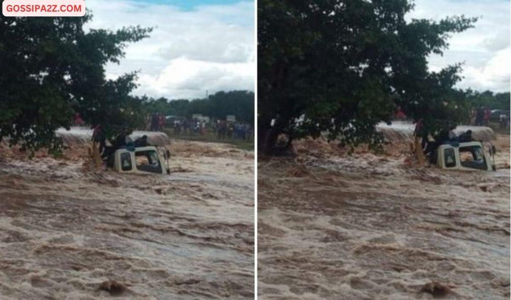 Lorry stuck inside Muswii River in Makueni County