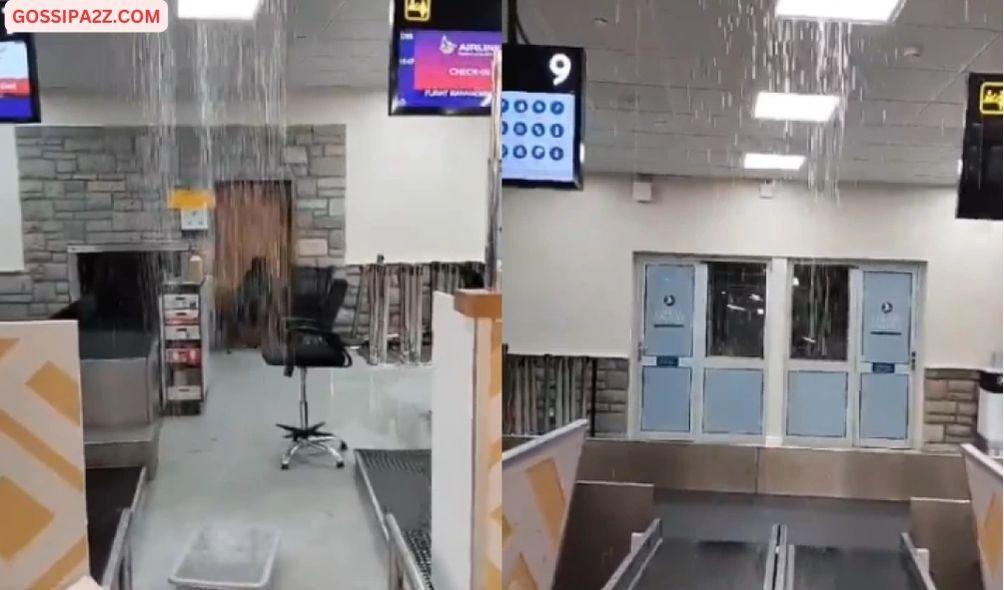 Screengrabs of a leaking roof at JKIA on April 26, 2024.