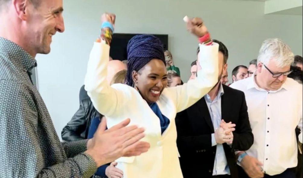 FILE - Lilian Seenoi-Barr (second-left) celebrates after being elected councillor of the Foyleside area of Derry and Strabane Council in Northern Ireland, United Kingdom in May 2023. | PHOTO: Cllr Lilian Barr SDLP/Facebook