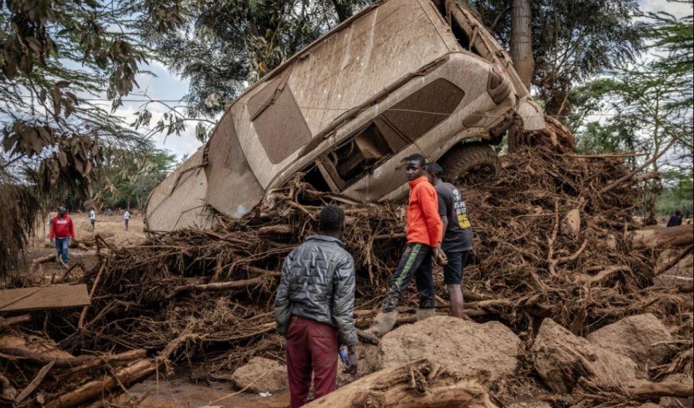 A picture shows the situation in Mai Mahiu after Monday flash floods.