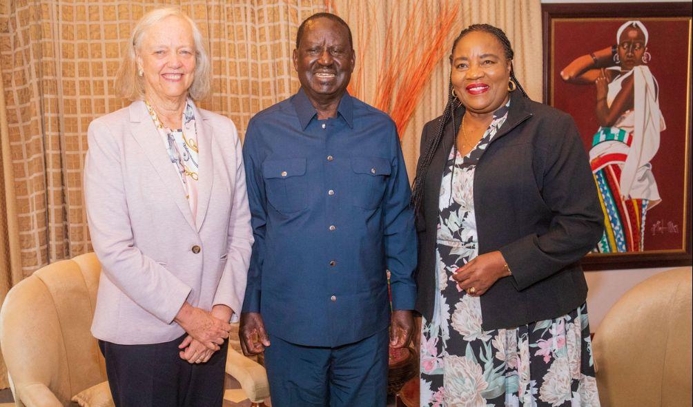 US Ambassador to Kenya Meg Whitman with Azimio leader Raila Odinga and Mama Ida Odinga.