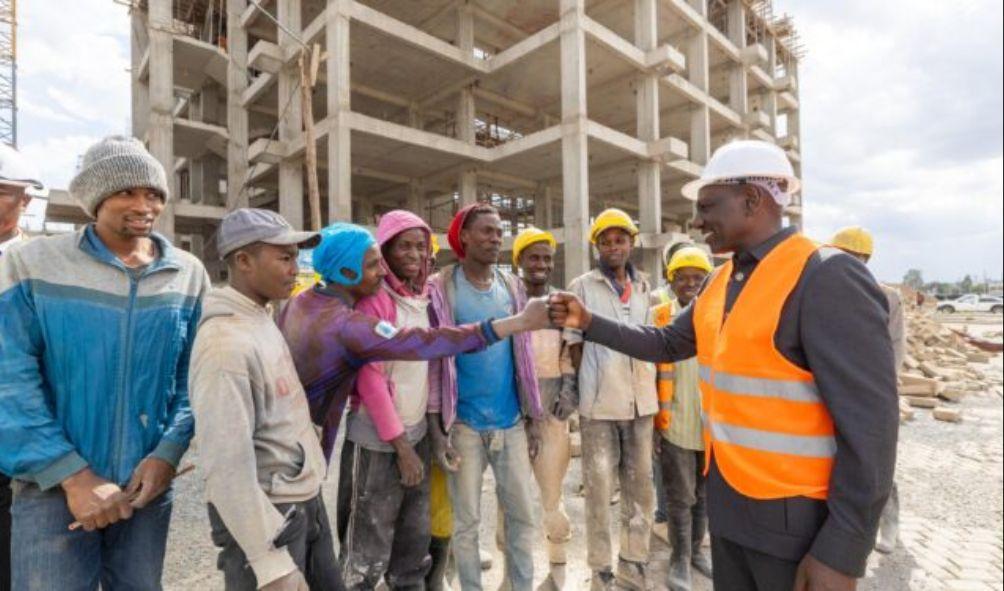 President William Ruto inspecting construction of affordable housing units