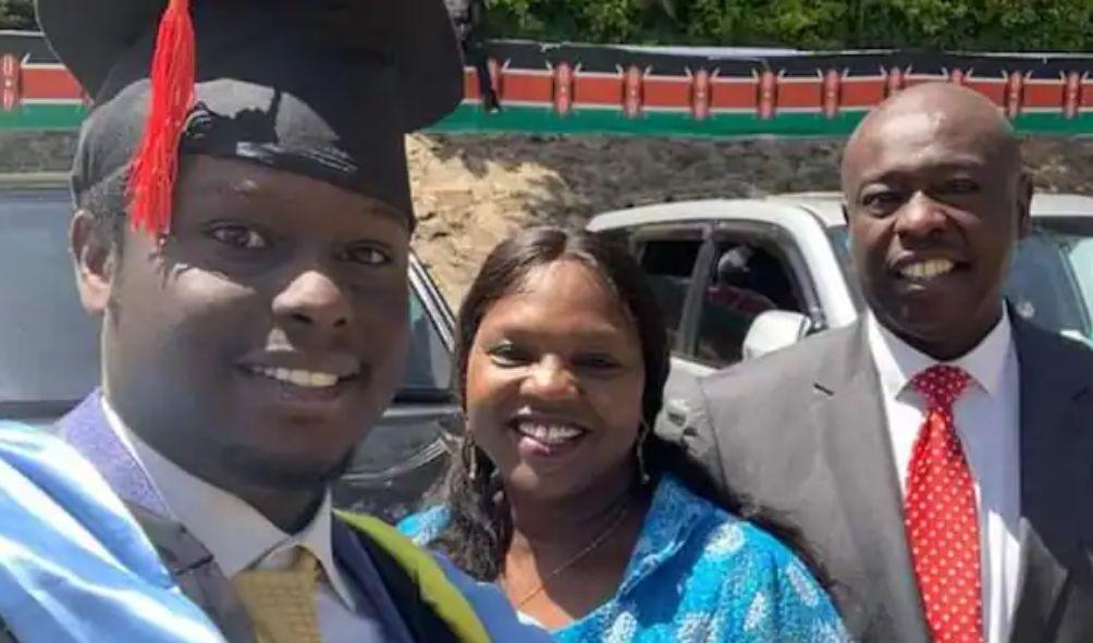 Keith Ikinu (l) with his parents Dorcas and Rigathi Gachagua.