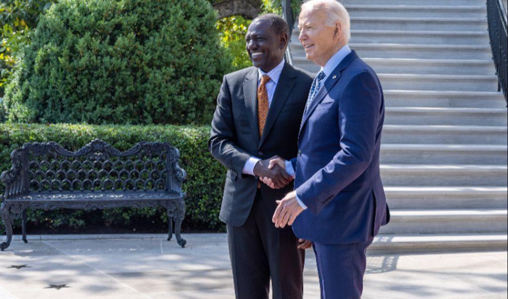 US President Joe Biden shakes hands with his Kenyan counterpart William Ruto at the White House on May 22, 2024.