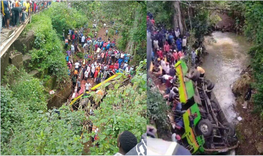 A wide-angle image of the accident.