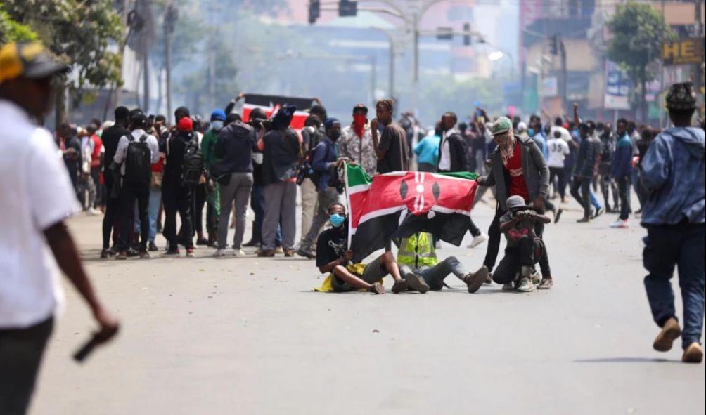 Kenyans take part in anti-government protests in the Nairobi CBD on July 2, 2024.