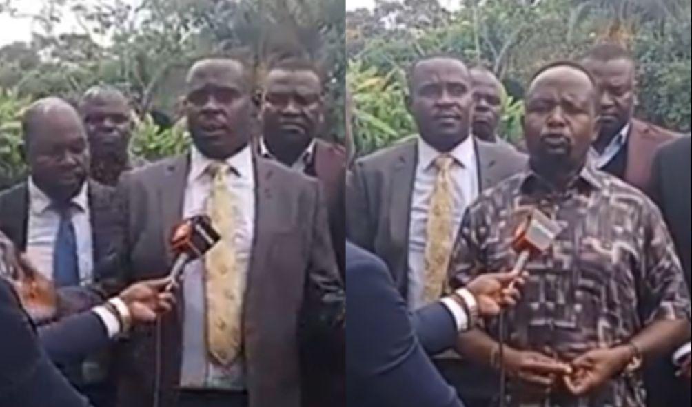 Photocollage of Cleophas Malalaha and Goerge Natembeya addressing the media.