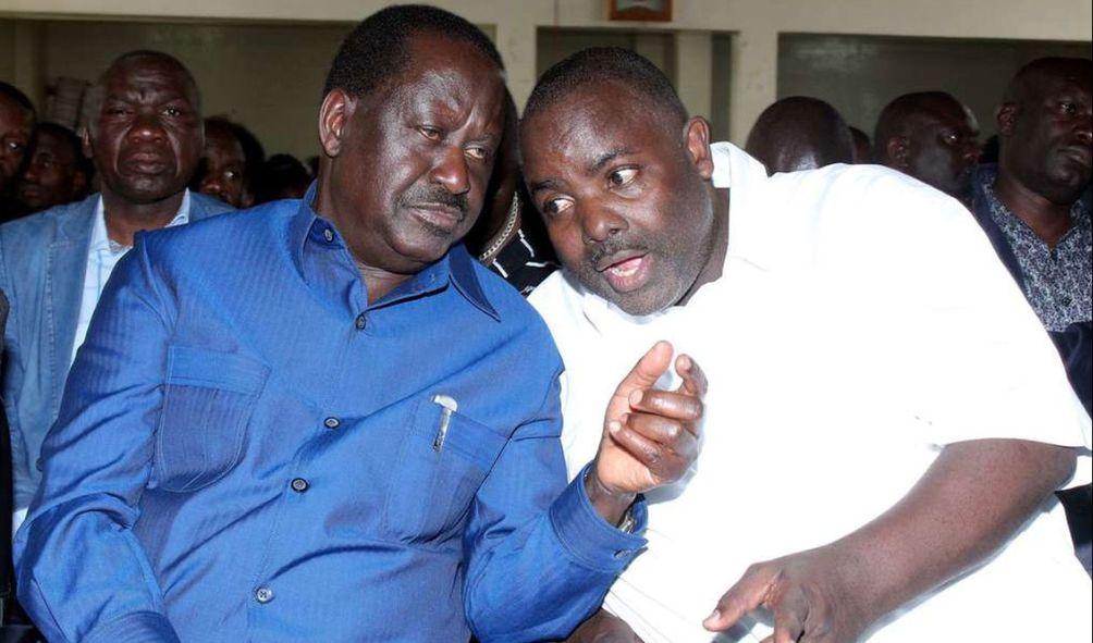 ODM leader Raila Odinga and Makadara Member of Parliament George Aladwa during a past church service in Nairobi