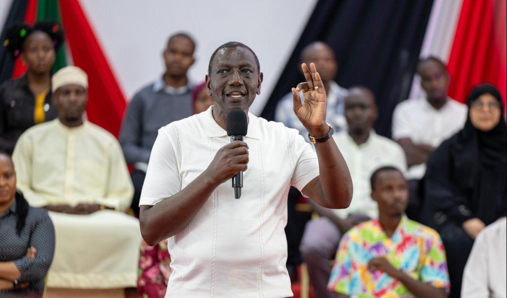 President William Ruto speaks during a town hall engagement with Mombasa residents on Sunday, July 28, 2024.