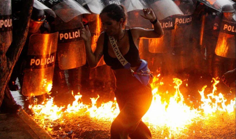 Venezuela's security forces clashed with large crowds of protesters who took to the streets to denounce the re-election of President Maduro as fraudulent