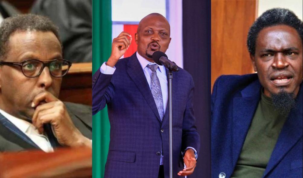 A collage of Ahmednasir Abdullahi, Moses Kuria and Nelson Havi