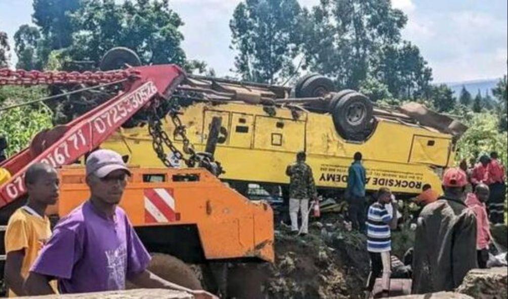 Rescue efforts at the crash scene along Nairobi-Nakuru Highway.