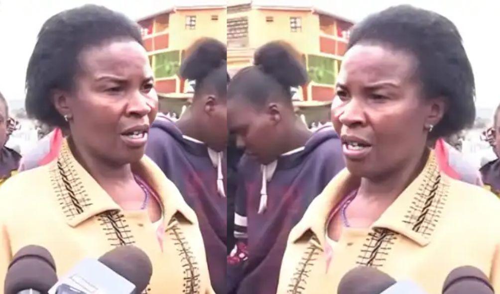 The Kirinyaga woman spoke to the media after storming her estranged husband's wedding. Photo: Screengrabs from Kameme TV.