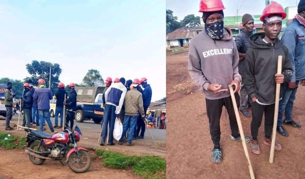 Some of the armed youth along roads leading to Kapsabet town on August 6, 2024