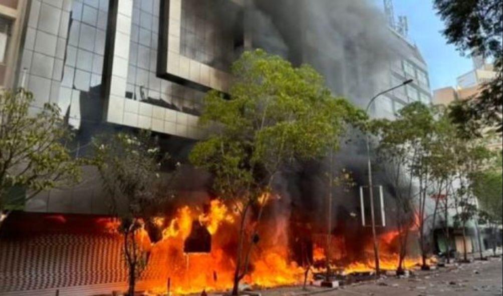 A side view of Uganda House in Nairobi during Tuesday demonstrations.