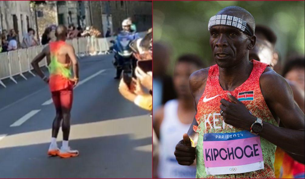 Eliud Kipchoge gave up the race after 31 kilometres.