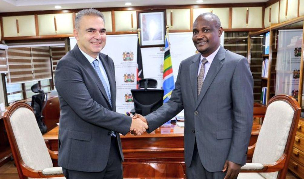 Treasury CS John Mbadi and the IMF Representative in Kenya, Selim Cakir at the Treasury on Wednesday, August 14. 