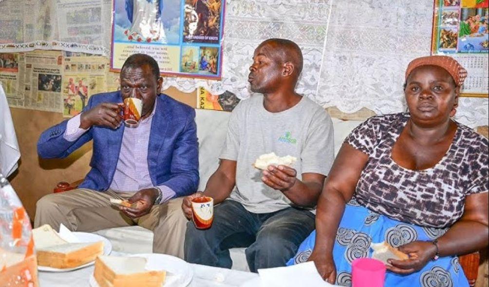 PRESIDENT WILLIAM RUTO DRINKING TEA WITH A FAMILY IN ITABO RIA KARANI VILLAGE, KISII COUNTY