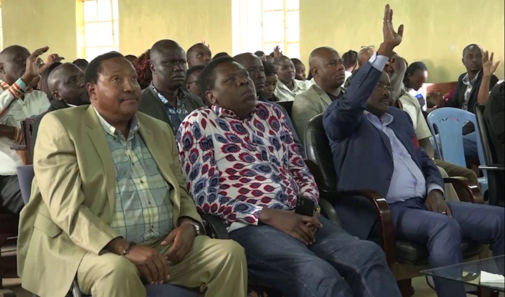 Former Kiambu governor Ferdinand Waititu, Democratic Action Party of Kenya leader (DAP-K) Eugene Wamalwa and Wiper party leader Kalonzo Musyoka at AIC Church in Makongeni, Thika.