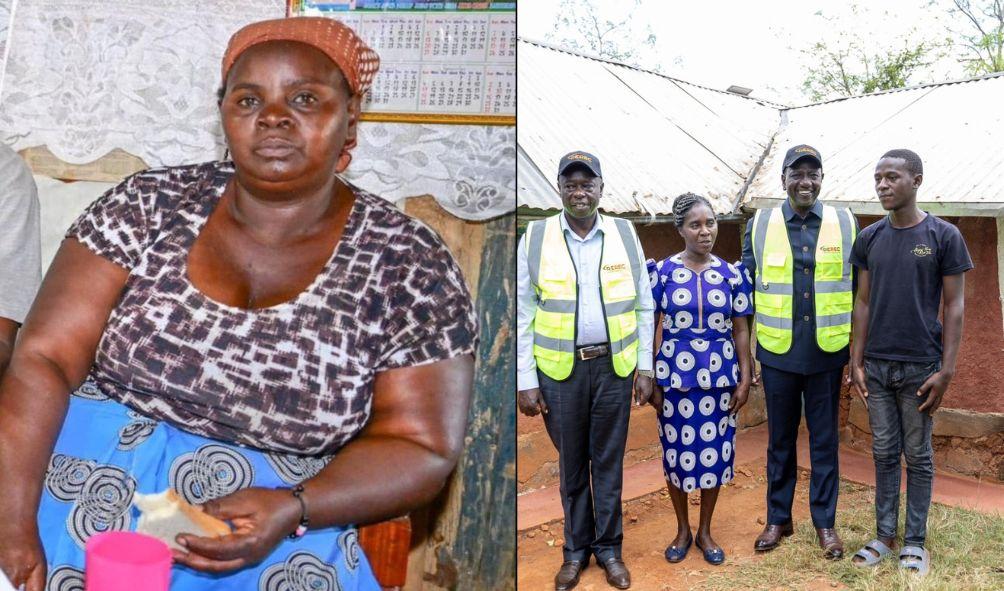 Photo collage of President William Ruto in Embu and a woman in Kisii.