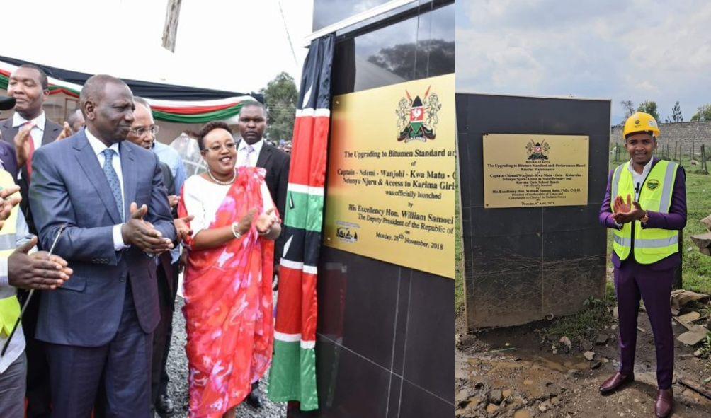 President Ruto Launching a Project(L) and Morara Kebaso(R) at the same place the project was launched