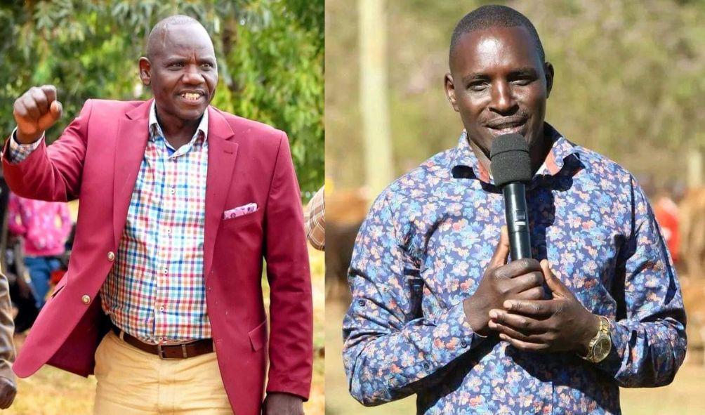 Uasin Gishu governor Jonathan Bii(L) and MCA Evans Kapkea(R)