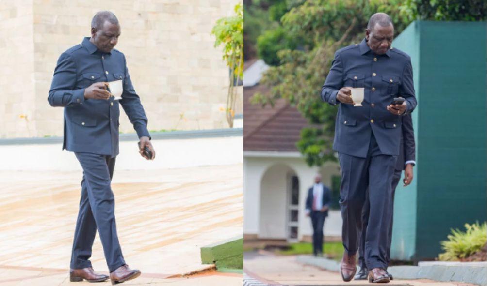 President William Ruto enjoys a cup of tea ahead of a Cabinet meeting at State House, Nairobi, on April 30, 2024.