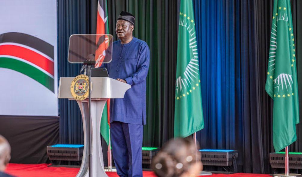 Former Prime Minister Raila Odinga during the launch of his bid for the African Union Commission chairmanship on August 27, 2024.