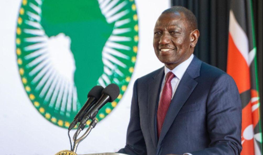 President William Ruto speaks during the launch of Raila Odinga's African Union Commission chairmanship bid on August 27, 2024.