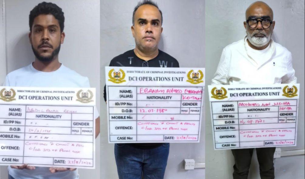 The three suspects following their arrest.