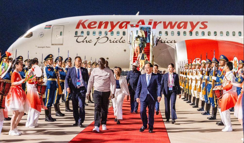 President William Ruto arrives in China.