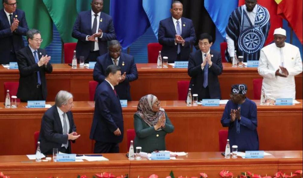 Chinese President Xi Jinping returns to his seat after delivering his keynote speech at the opening ceremony of the ninth Forum on China-Africa Cooperation (FOCAC) Summit, at the Great Hall of the People in Beijing, China September 5, 2024. REUTERS/Florence Lo