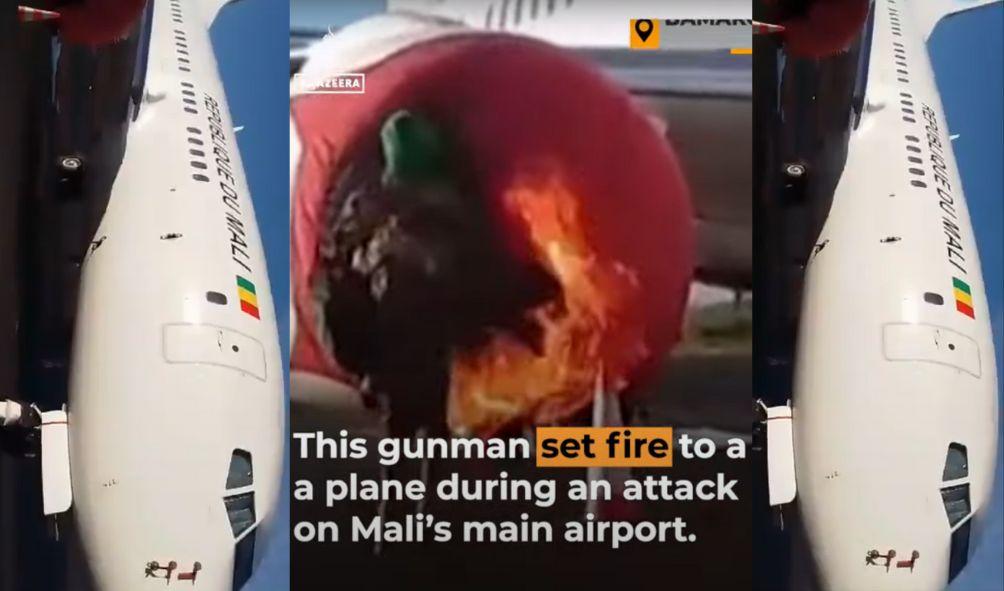 Airport Chaos: Armed Men Ignite Presidential Jet(Video)