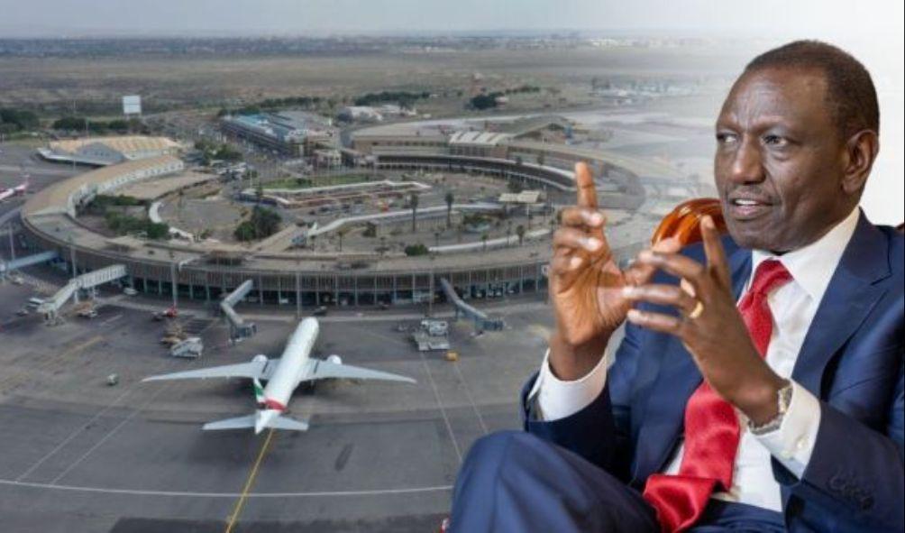 A collage of the Jomo Kenyatta International Airport (JKIA) and President William Ruto, August 28.