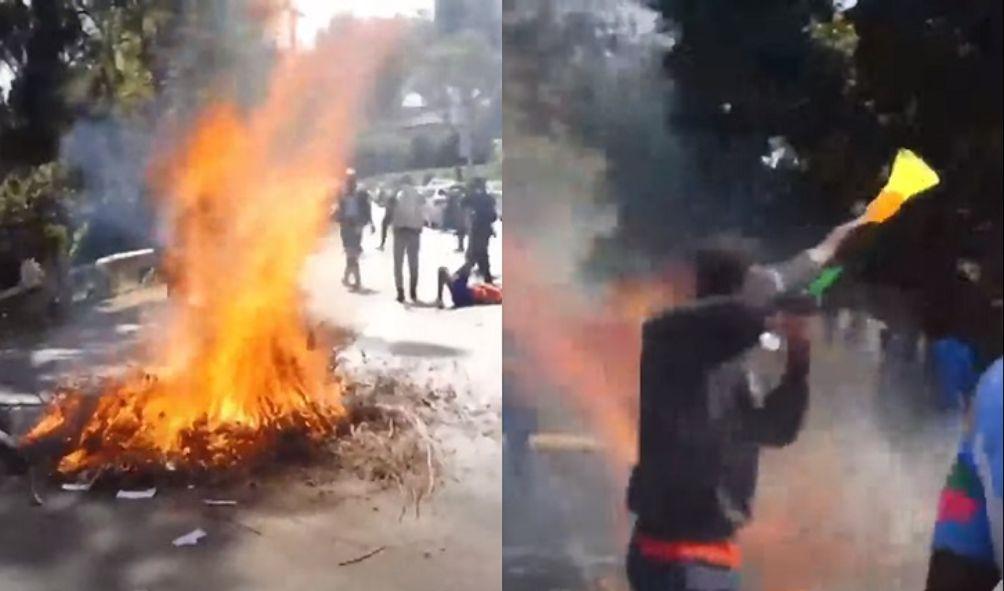 A section of Nyeri residents lit bonfires on Friday, October 4.