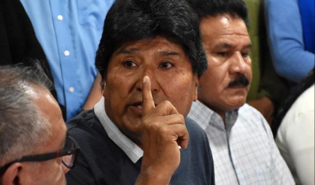 Bolivia's former President Evo Morales (C) speaks during a press conference in Cochabamba, Bolivia, on October 4, 2024. Morales, who has locked horns with the country's current leader, said Friday that allegations he raped a teenage girl when in power were a 