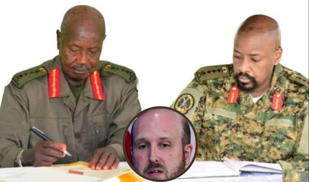 US ambassador to Uganda William Popp (incircle) and Uganda's Chief of Defence Forces Gen Muhoozi Kainerugaba. 