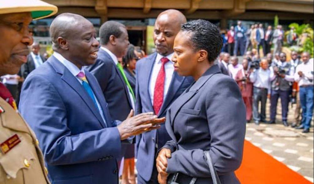 A photo collage of Deputy President Rigathi Gachagua(L) Betty Maina and Mathira MP Eric Wamumbi.