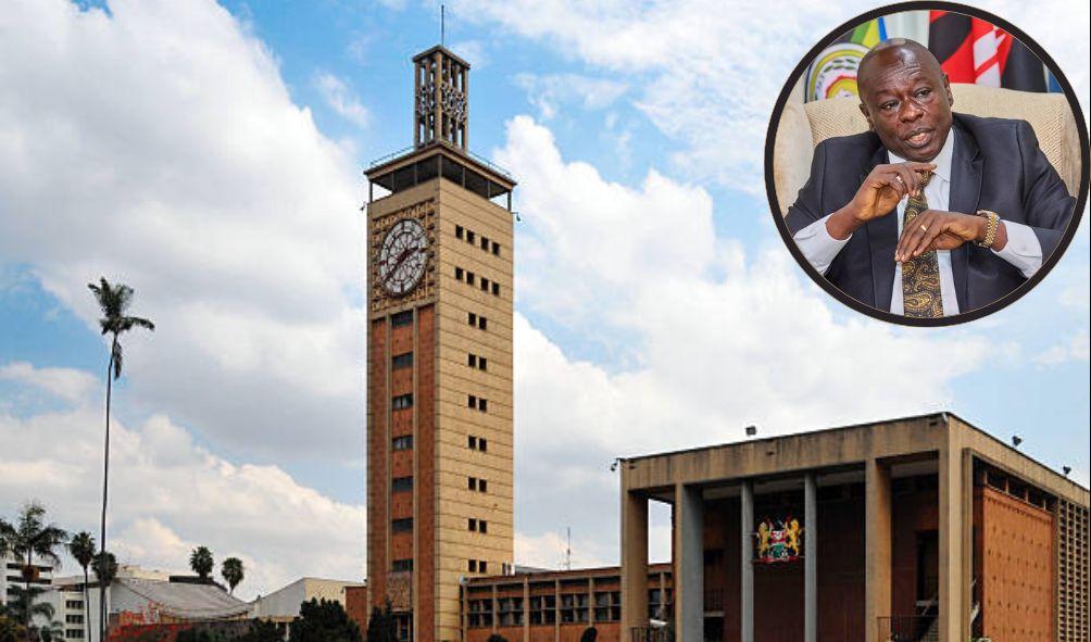 A collage of Deputy President Rigathi Gachagua and Parliament Buildings.