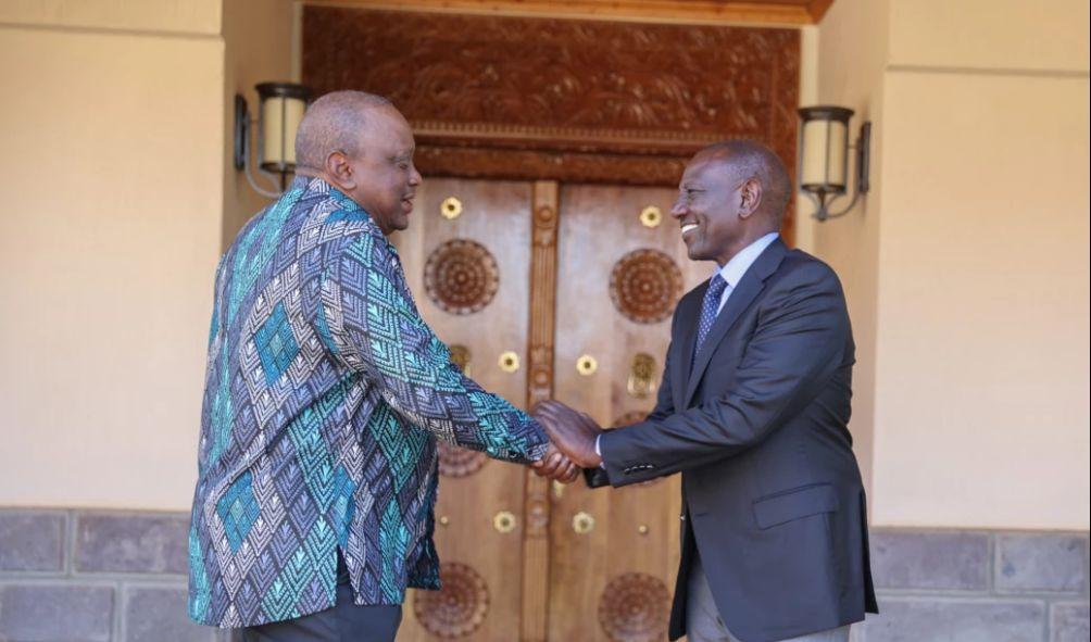 President William Ruto and Former President Uhuru Kenyatta pose for a photo after a meeting at Uhuru's Gatundu home on Monday, December 9.