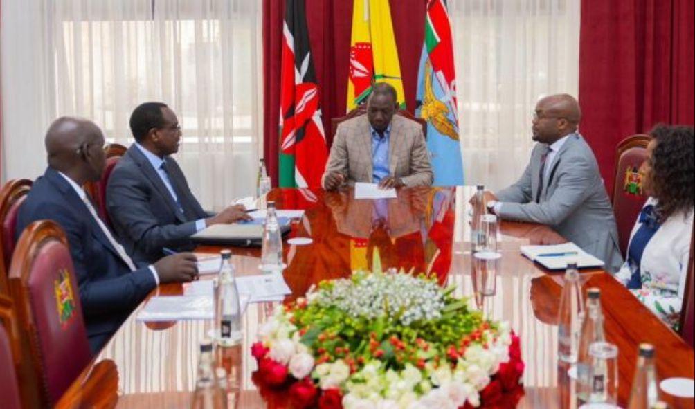 President William Ruto (center) meets officials from Education and Interior Ministries over Hillside Endarasha Academy tragedy.