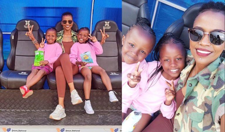 Janet Wanja happily spends family time with her daughters. Photo: Janet Wanja.