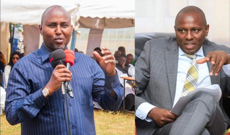 Minority whip Junet Mohamed (left) and Leader of the Majority Kimani Ichung'wa.