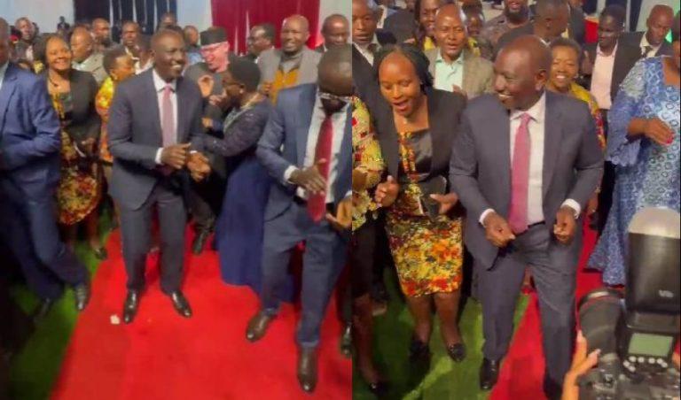 A collage of President Ruto dancing to Kasongo song.