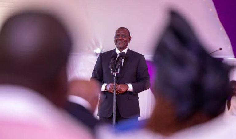 President William Ruto addressing the burial service of Speaker Moses Wetang'ula's mother on Friday, January 3, 2024.