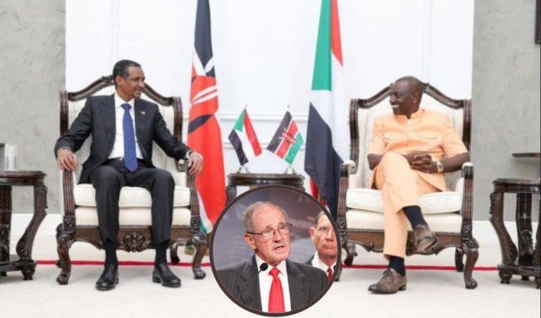 President William Ruto (right) when he held talks with the leader of Rapid Support Forces Gen Mohamed Hamdan Dagalo at State House, Nairobi on January 3, 2023. US Senate Foreign Relations Committee Chairman, Senator Jim Risch, addressing a past press conference on July 15, 2022(insert)